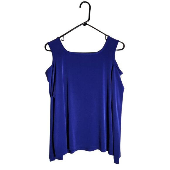 Vintage Simonton Says Womens Top Medium Blue Polyester/Spandex - Picture 2 of 4